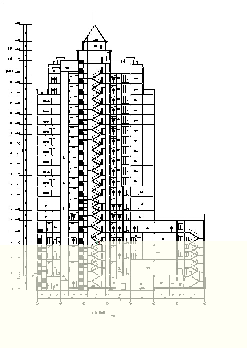 现代欧式高层塔楼式酒店建筑设计施工图CAD施工图下载【ID:165752105】