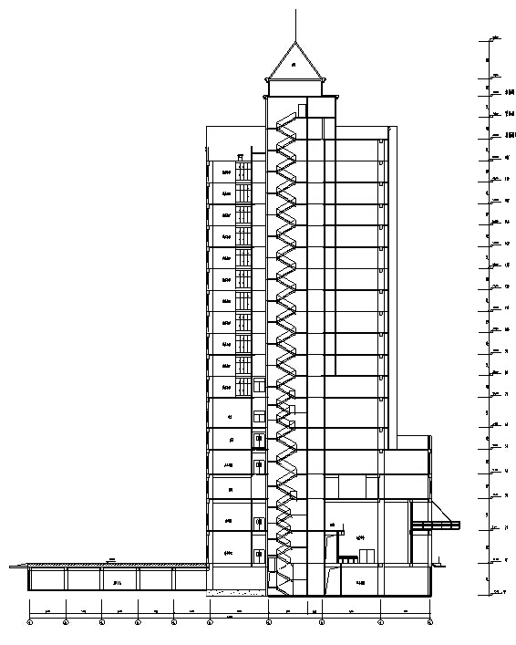 现代欧式高层塔楼式酒店建筑设计施工图CAD施工图下载【ID:165752105】