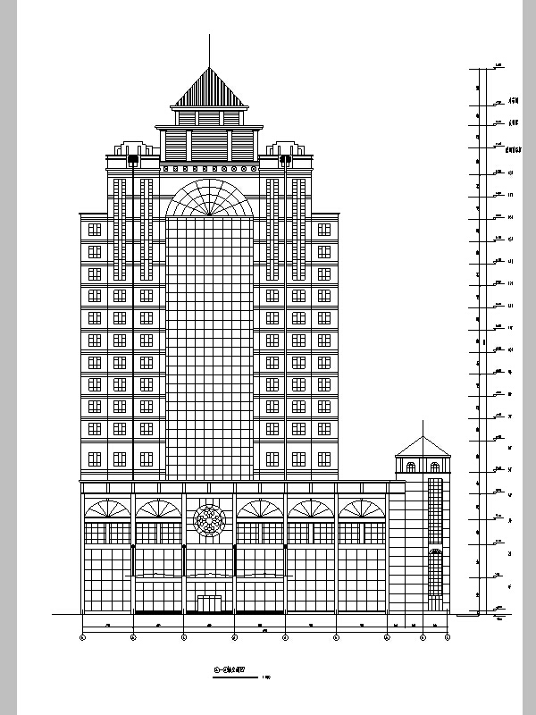 现代欧式高层塔楼式酒店建筑设计施工图CAD施工图下载【ID:165752105】