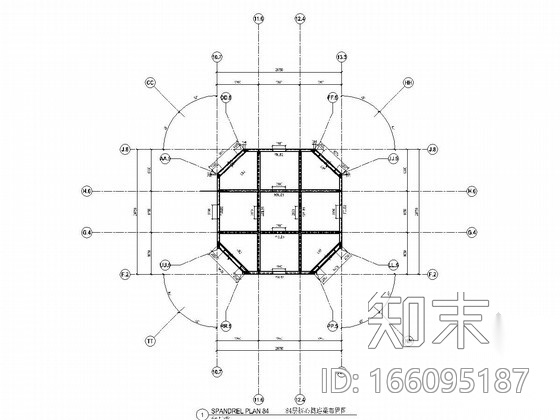 632米巨型框架核心筒cad施工图下载【ID:166095187】