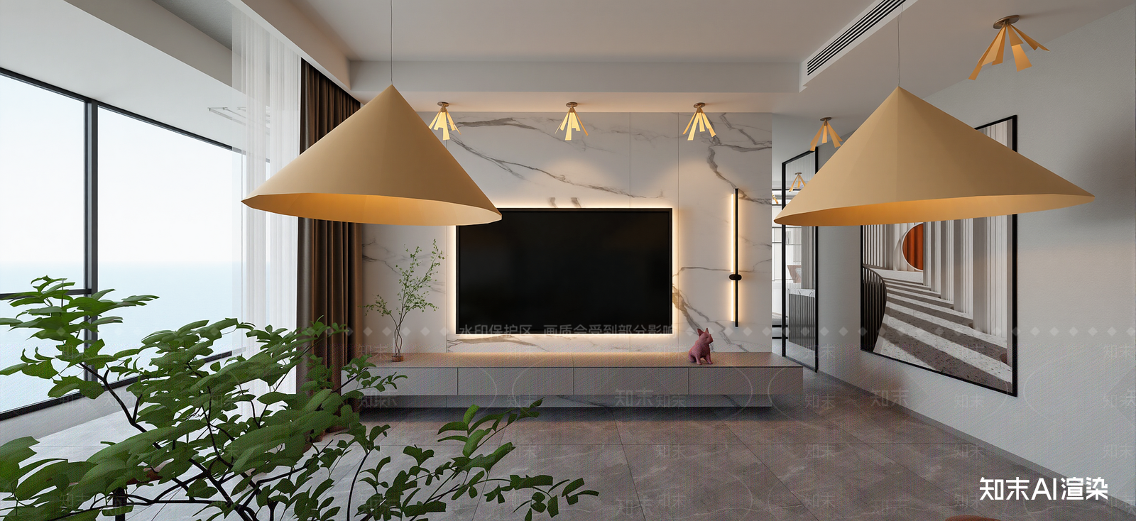 现代家居客厅SU模型下载【ID:1222251956】