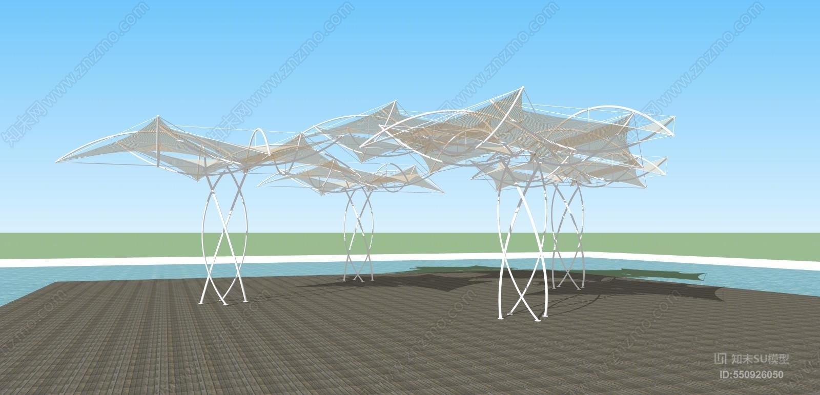 现代风格膜亭SU模型下载【ID:550926050】