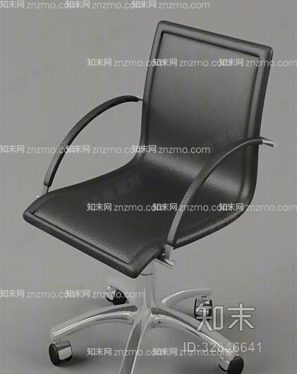 现代黑色皮质扶手椅3D模型下载【ID:32846641】