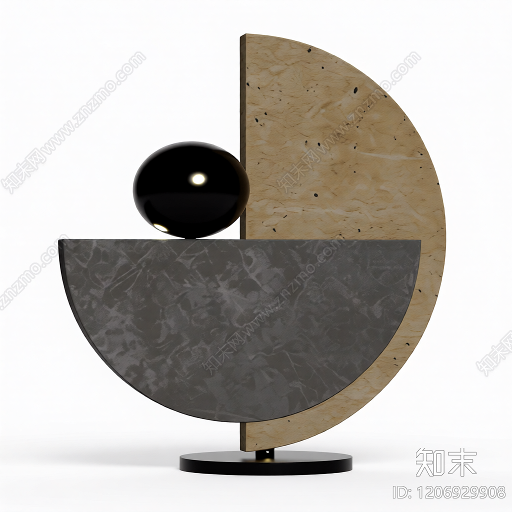 石材球形装饰雕塑3D模型下载【ID:1206929908】