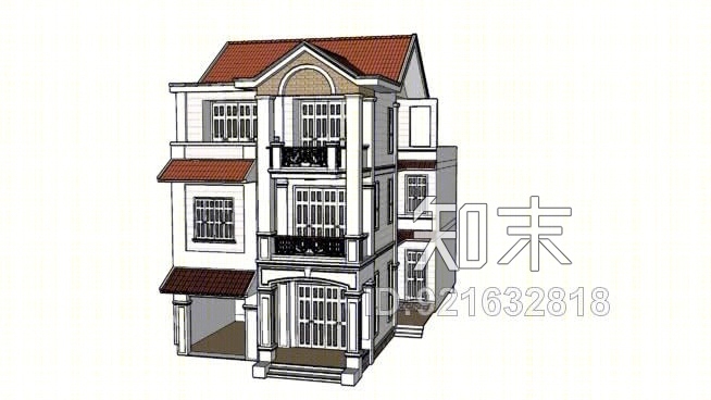 城市别墅SU模型下载【ID:921632818】