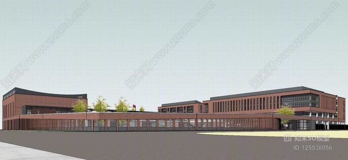 长沙新华都学校+红砖SU模型下载【ID:125938056】