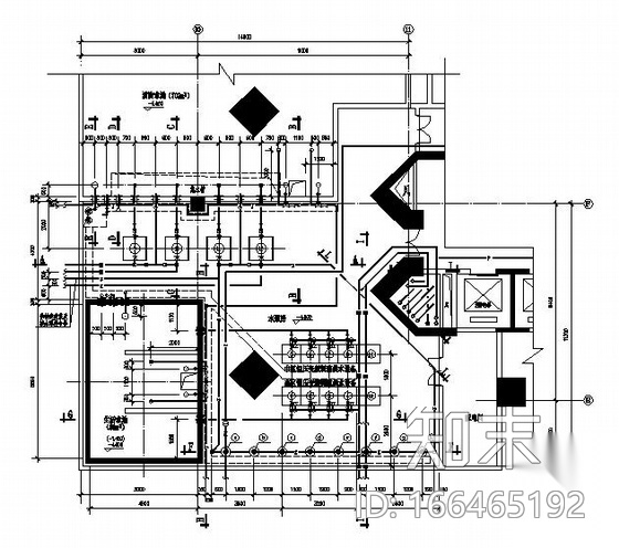 某工程泵房及屋顶消防水箱图纸cad施工图下载【ID:166465192】