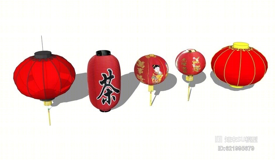红灯笼SU模型下载【ID:621995679】