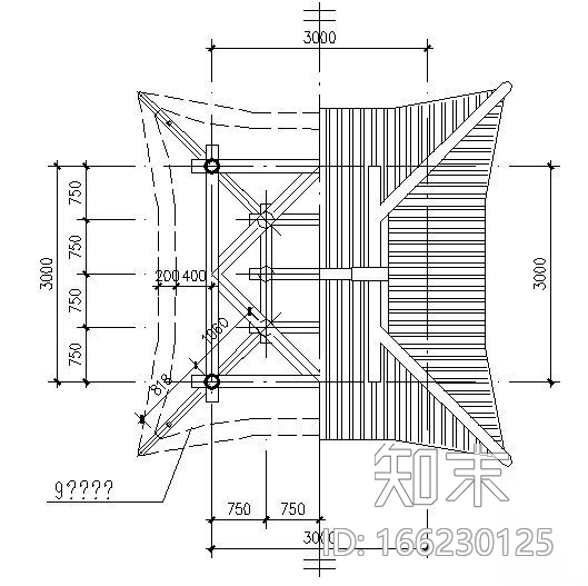 古建亭子建筑方案图系列-景墙月洞方亭cad施工图下载【ID:166230125】