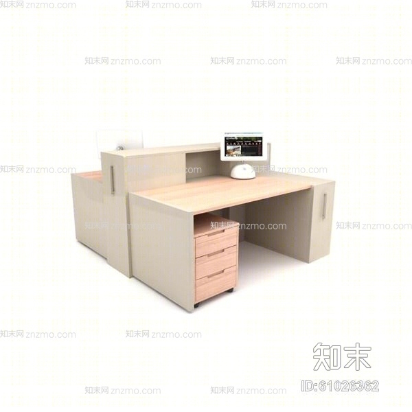 现代原木色木艺办公桌3D模型下载【ID:61026362】