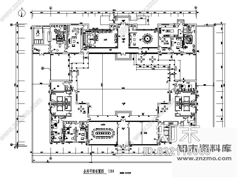 施工图北京知名集团接待会所装修图cad施工图下载【ID:632119060】