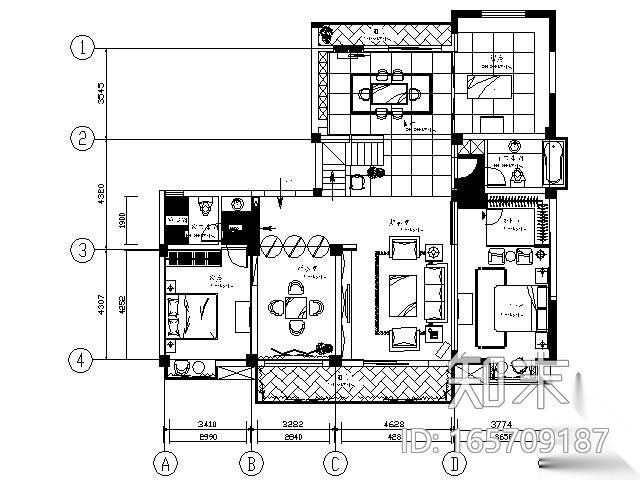 [江苏]现代简约中式家装施工图（含实景）cad施工图下载【ID:165709187】