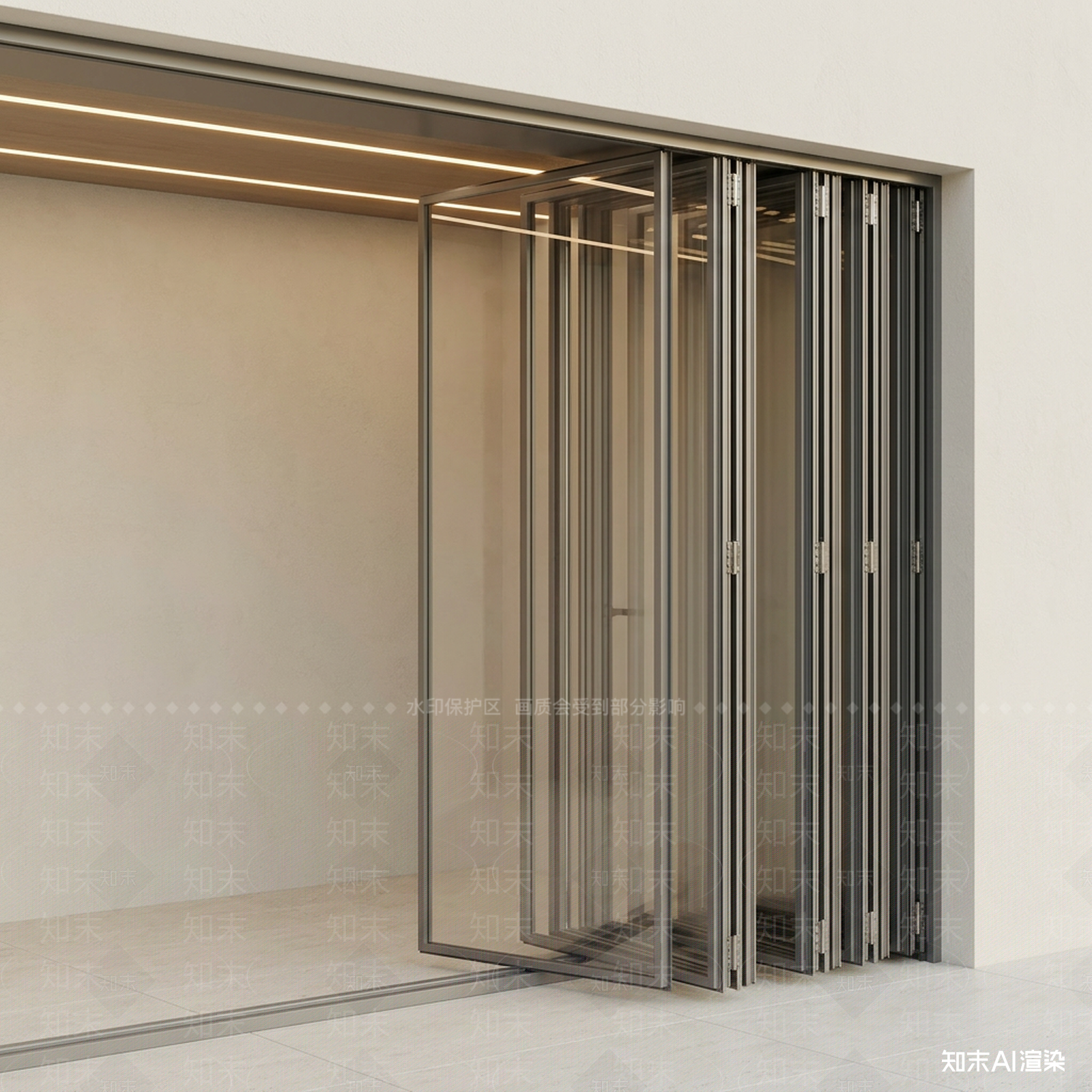 现代折叠门3D模型渲染效果图