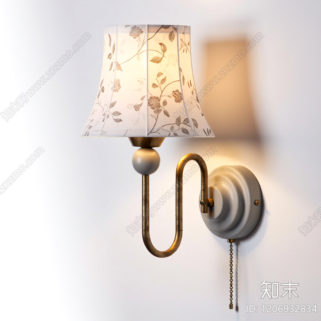 壁灯带花纹灯罩3D模型下载【ID:1206932834】