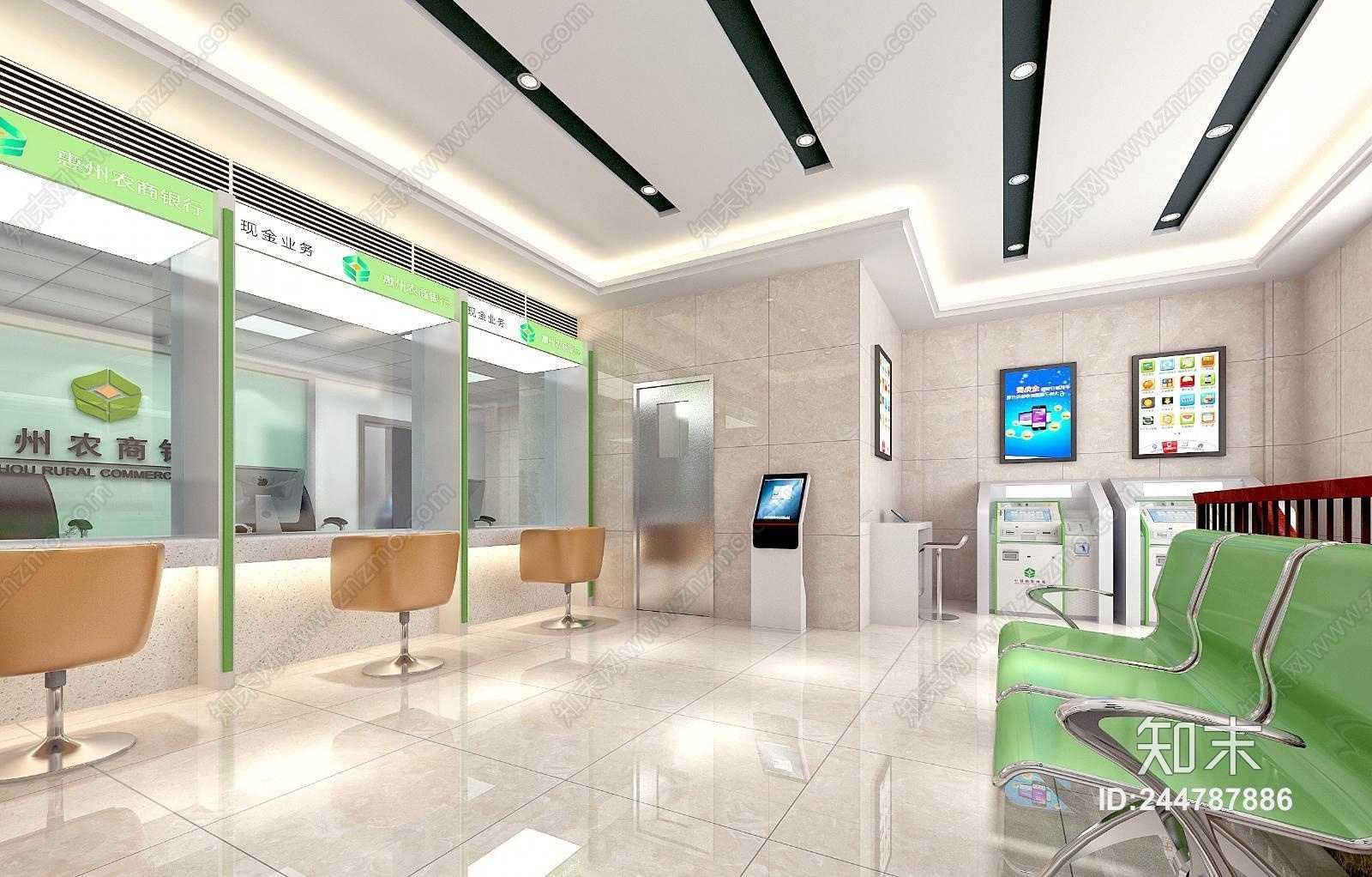 现代银行营业大厅3D模型下载【ID:244787886】