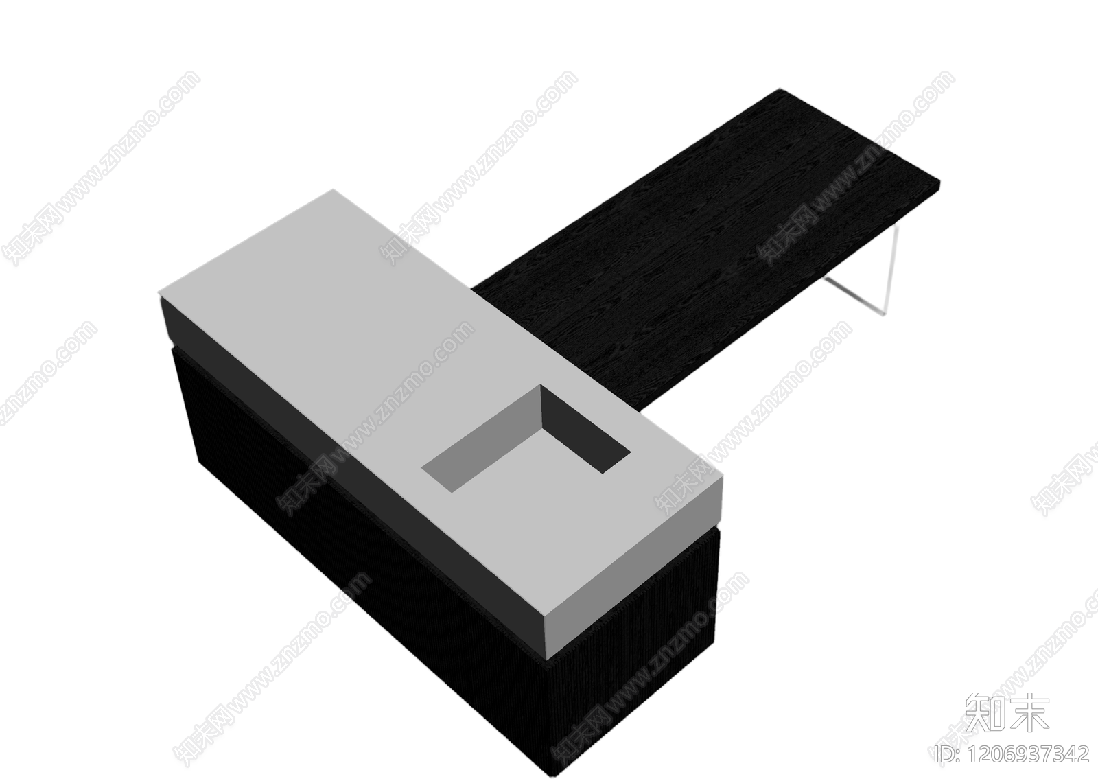 L型黑木办公桌3D模型下载【ID:1206937342】