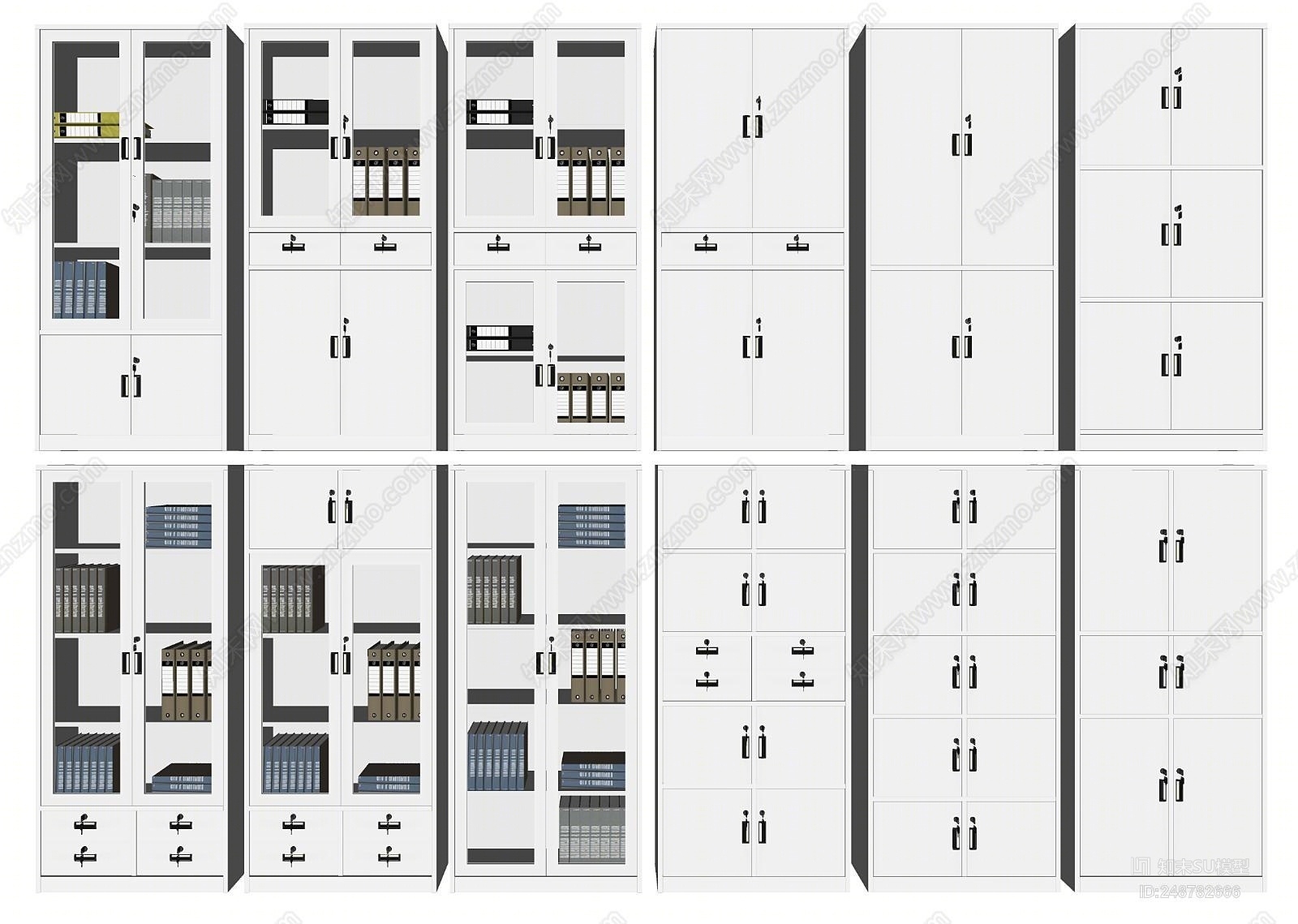 现代风格档案柜SU模型下载【ID:248782666】