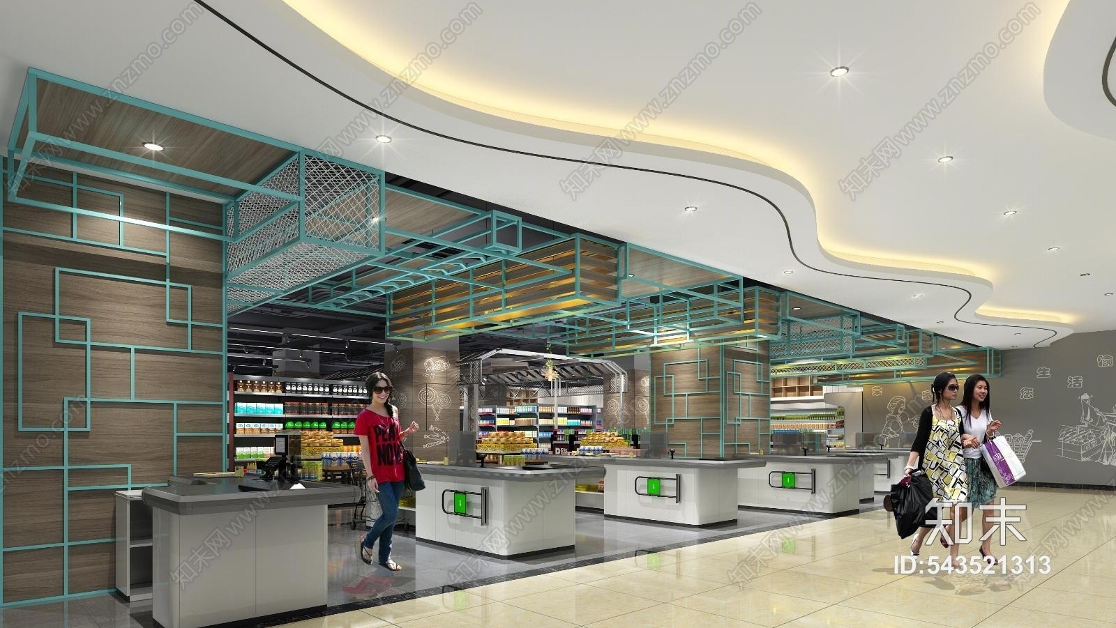 工业风超市卖场3D模型下载【ID:543521313】
