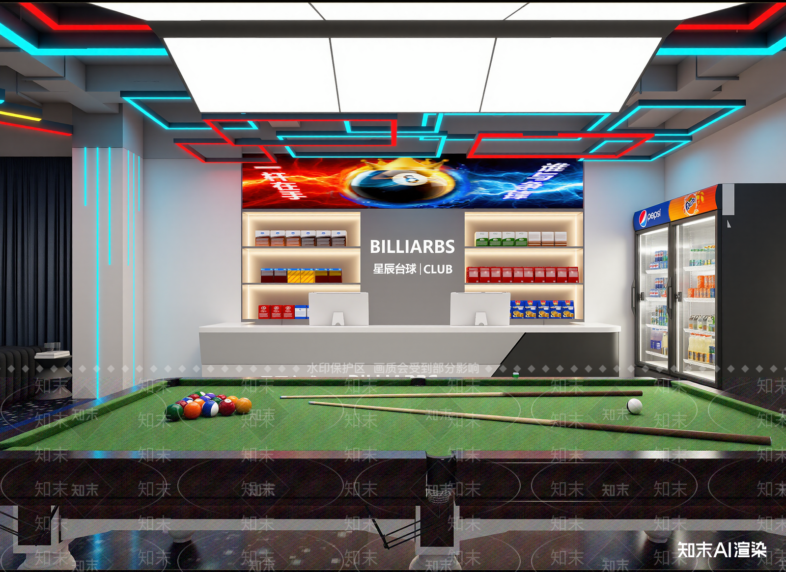 现代台球室3D模型下载【ID:1214444289】