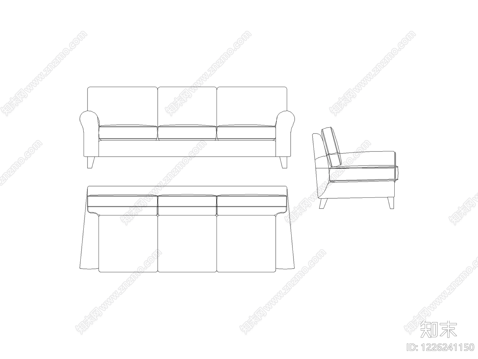沙发cad施工图下载【ID:1226241150】