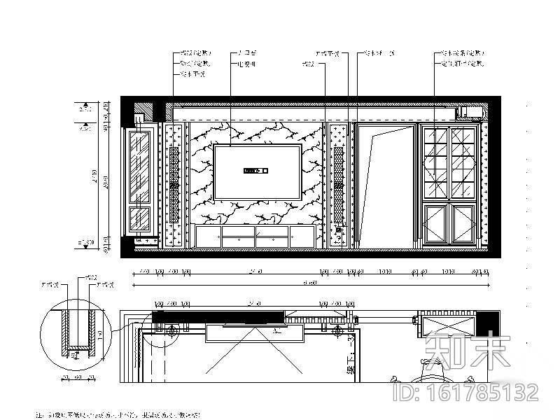 [浙江]新中式两居室设计施工图（含效果图）cad施工图下载【ID:161785132】