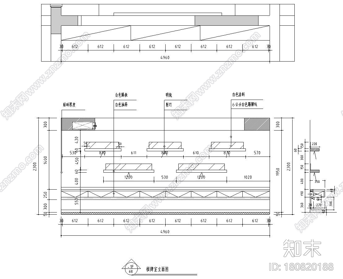现代简约风格500㎡三房两厅公寓装修施工图cad施工图下载【ID:180820188】