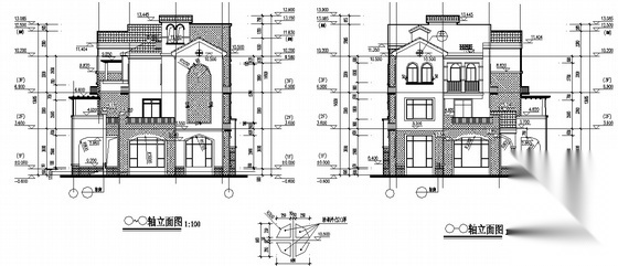 [长沙]某地中海风格豪华双拼别墅建筑施工图cad施工图下载【ID:149890114】