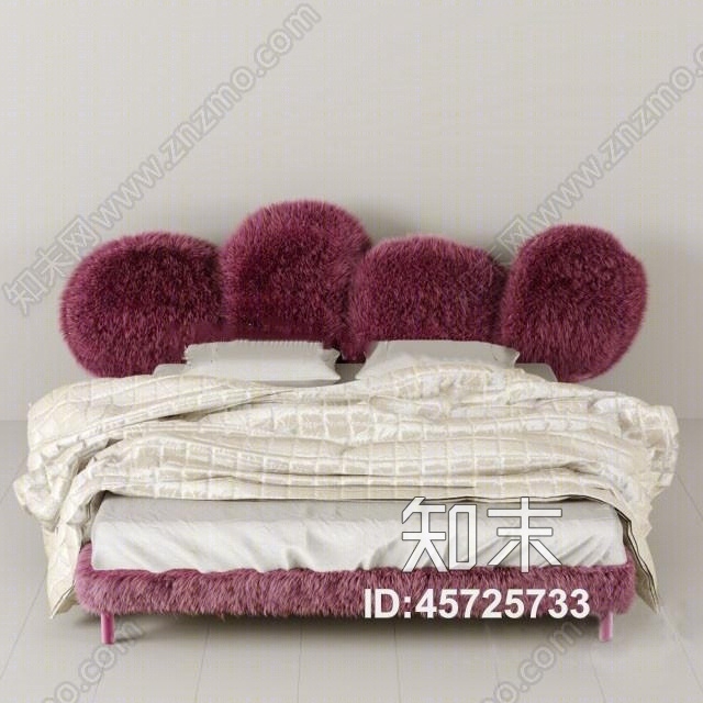 现代双人床下载3D模型下载【ID:45725733】
