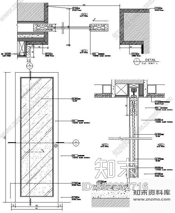 图块/节点客房单开玻璃门详图cad施工图下载【ID:832232716】