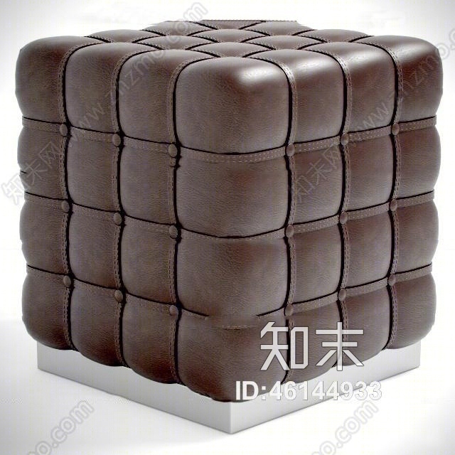 欧式皮革方形沙发凳3D模型下载【ID:46144933】
