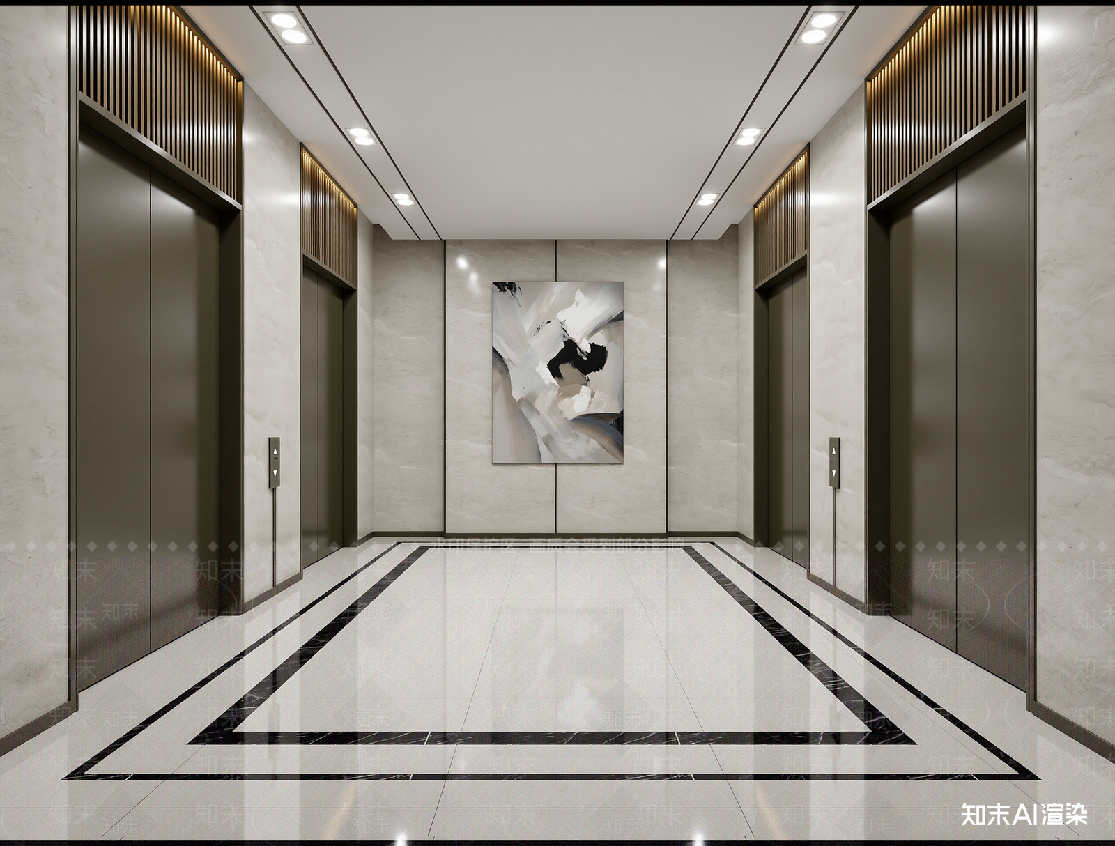 现代电梯间3D模型下载【ID:1214116406】