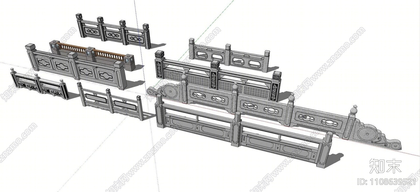 中式栏杆SU模型下载【ID:1108639521】