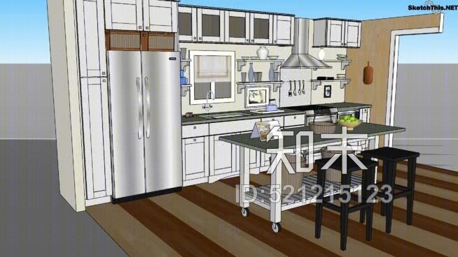 2007年kbis乡村家居厨房SU模型下载【ID:521215123】