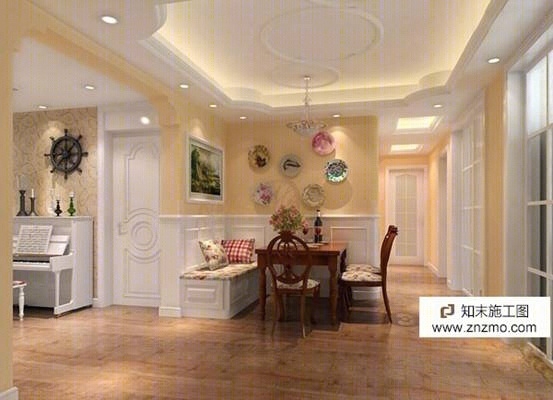 简欧田园施工图下载【ID:36934464】