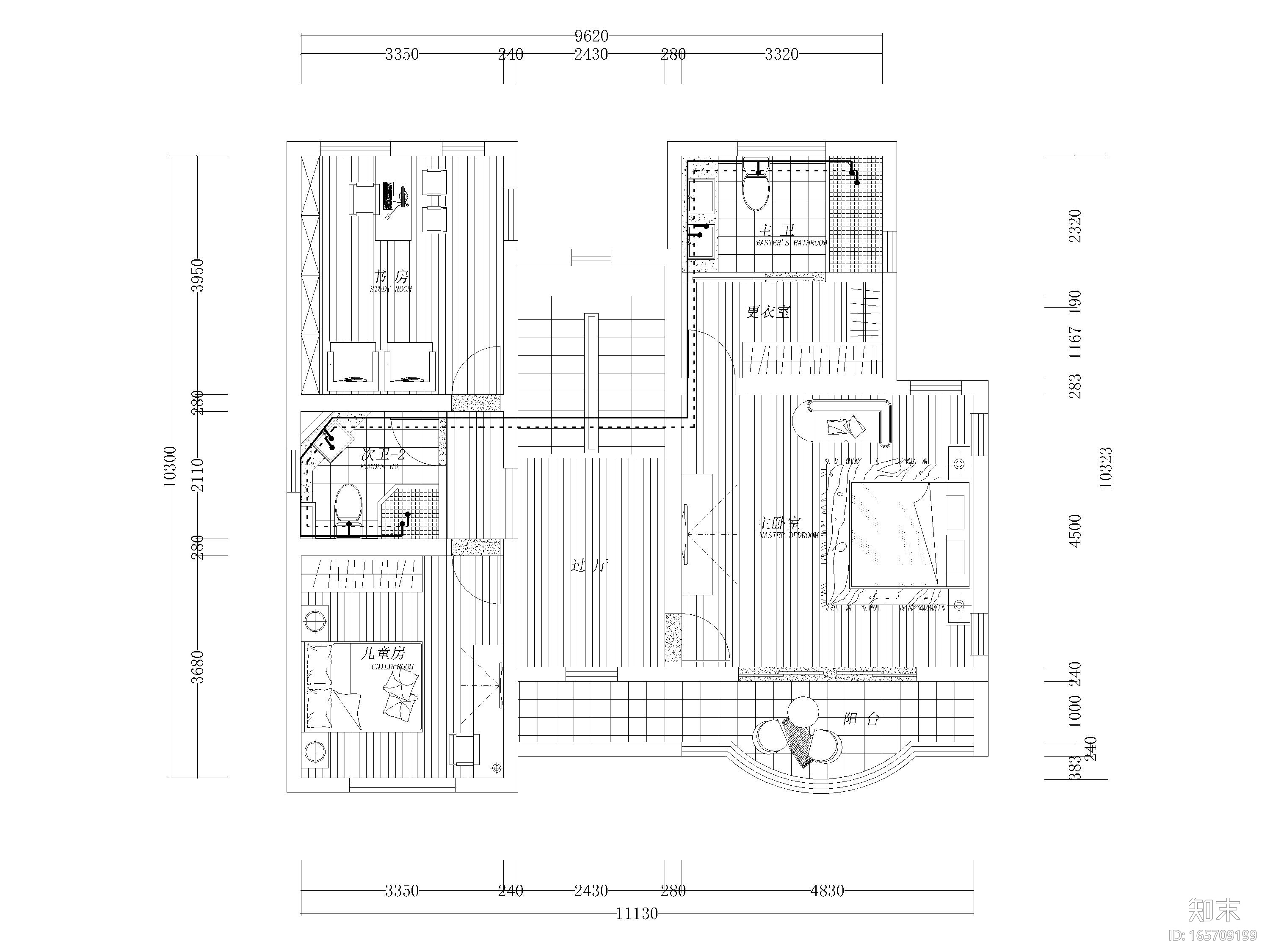 451㎡现代二层别墅室内装饰设计施工图cad施工图下载【ID:165709199】