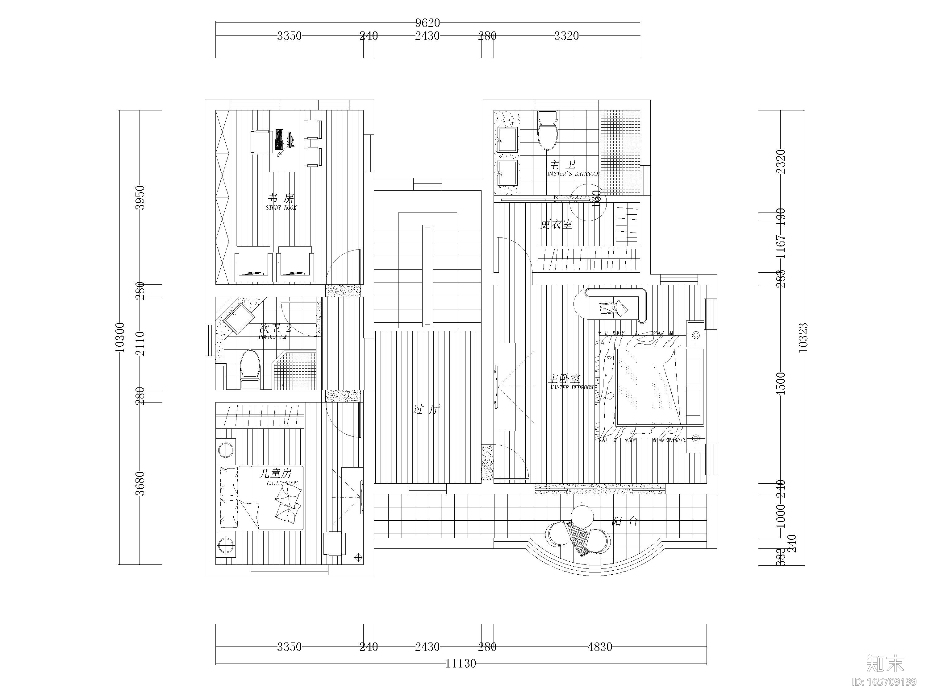 451㎡现代二层别墅室内装饰设计施工图cad施工图下载【ID:165709199】