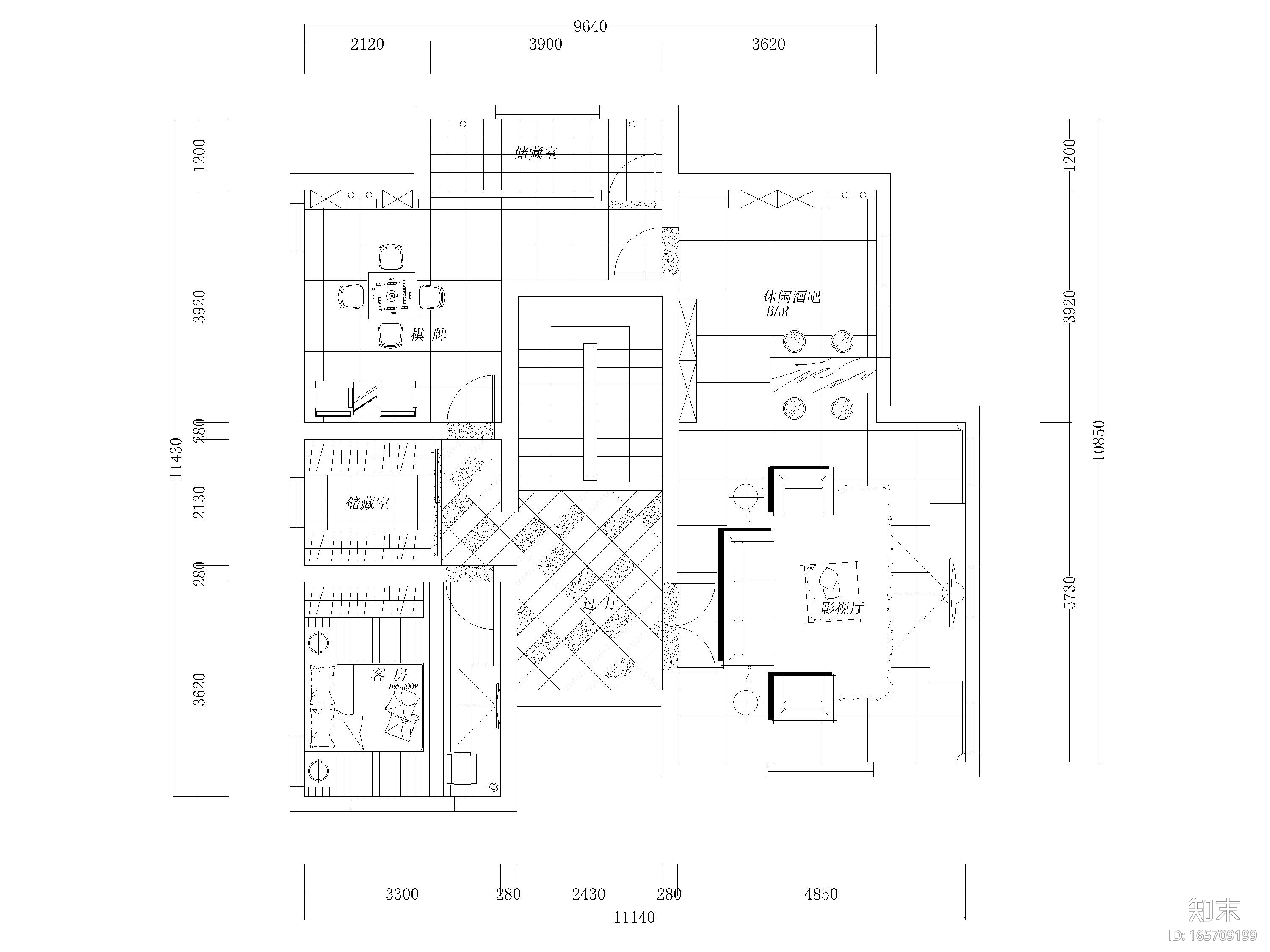 451㎡现代二层别墅室内装饰设计施工图cad施工图下载【ID:165709199】