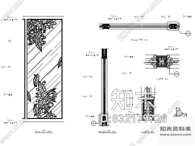 图块/节点中餐厅玻璃隔墙详图cad施工图下载【ID:832179726】