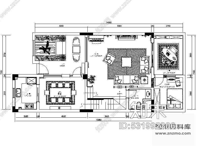 施工图某双层连排别墅室内装修图cad施工图下载【ID:531992306】