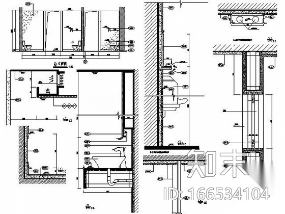 120平米公共卫生间施工图cad施工图下载【ID:166534104】