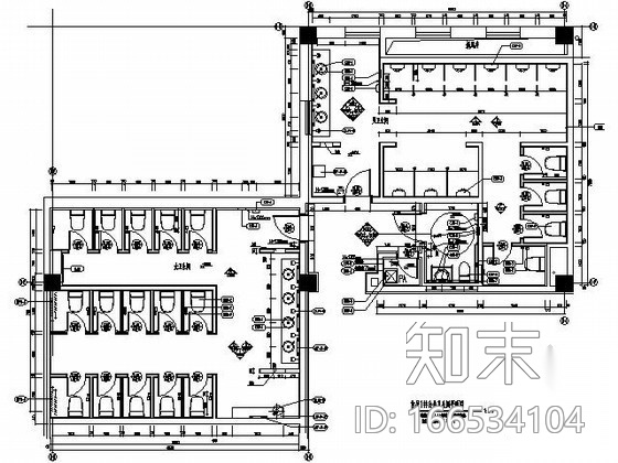 120平米公共卫生间施工图cad施工图下载【ID:166534104】