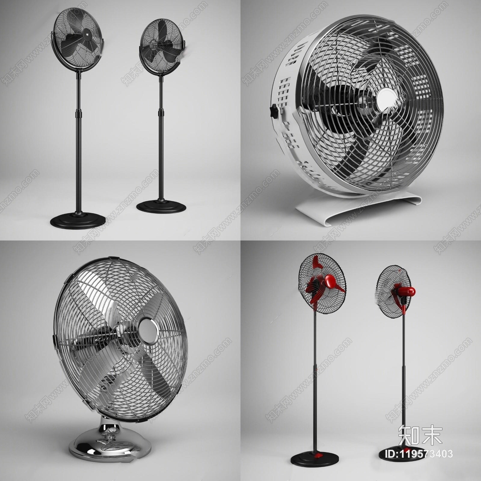 现代立式风扇组合3D模型下载【ID:119573403】