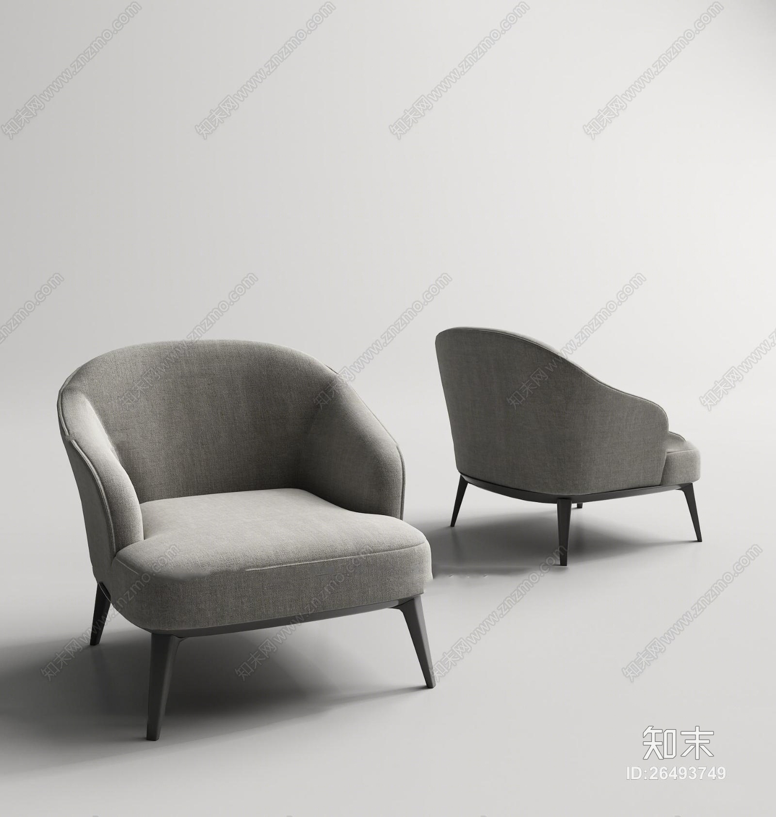 现代布艺单椅3D模型下载【ID:26493749】
