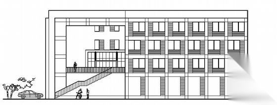 某四层银行办公楼建筑方案图cad施工图下载【ID:151402132】