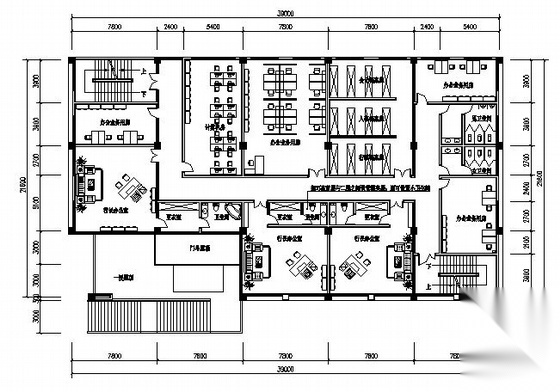 某四层银行办公楼建筑方案图cad施工图下载【ID:151402132】