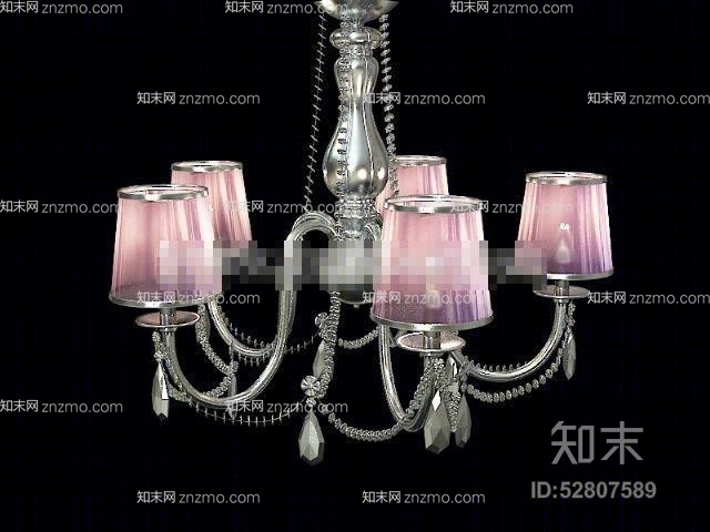 欧式简约铁艺吊灯3D模型下载【ID:52807589】