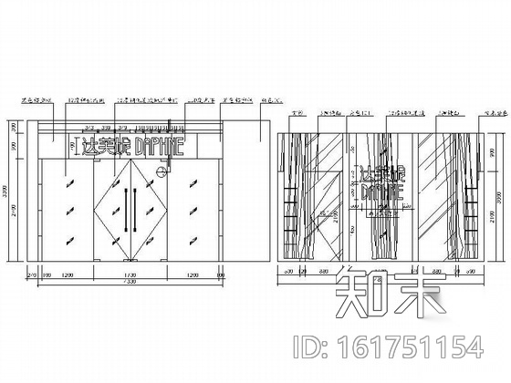 某达芙妮专卖店装修图cad施工图下载【ID:161751154】