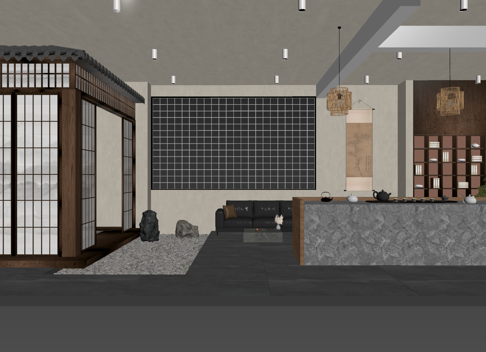 新中式茶馆3D模型下载【ID:1214763003】