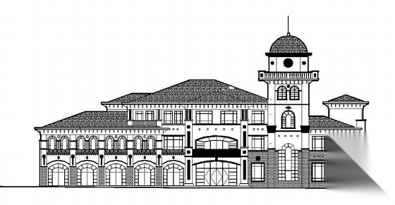 [大连]某三层欧式风格售楼中心建筑施工图cad施工图下载【ID:160720141】