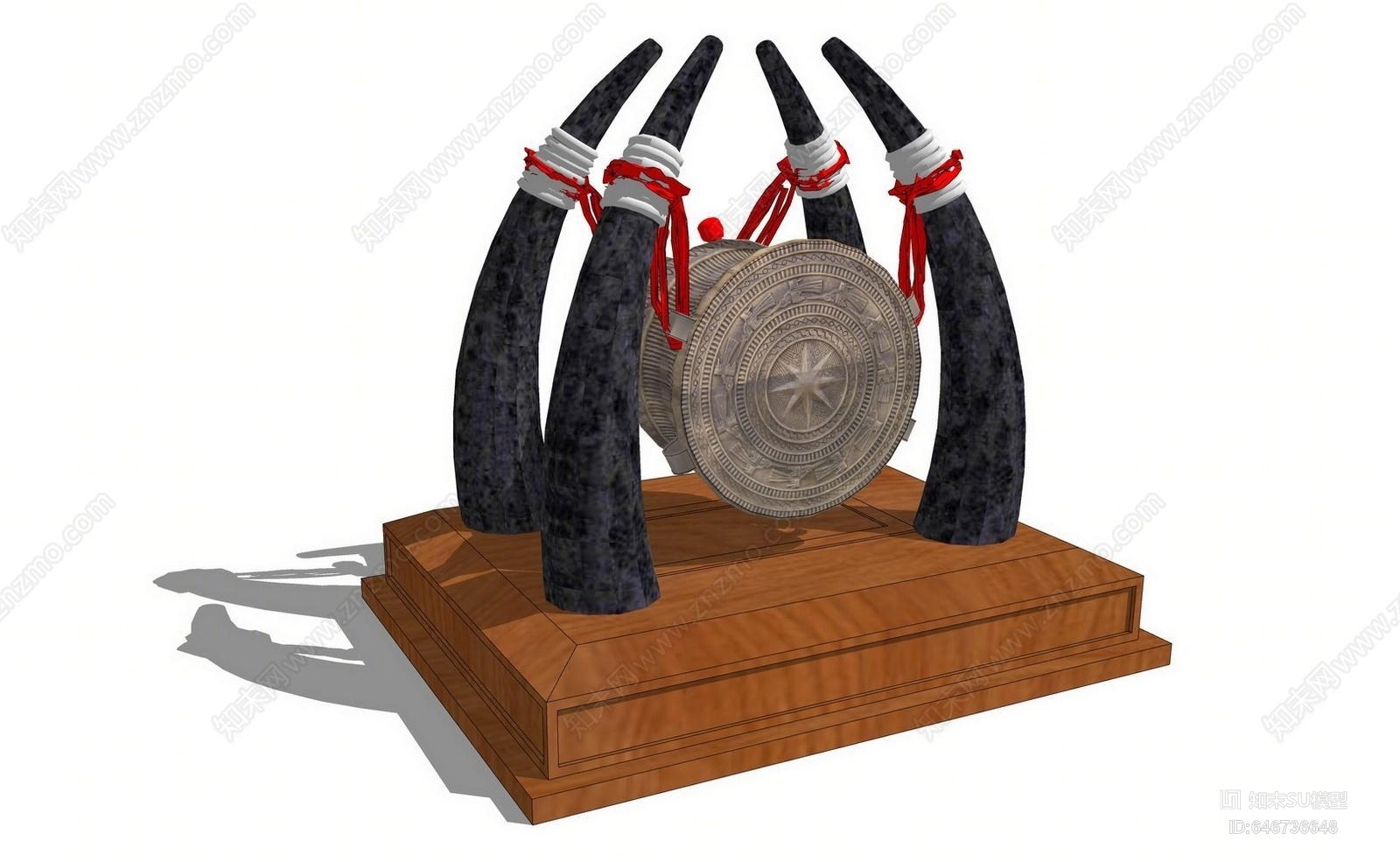 中式壮族铜鼓SU模型下载【ID:646736648】